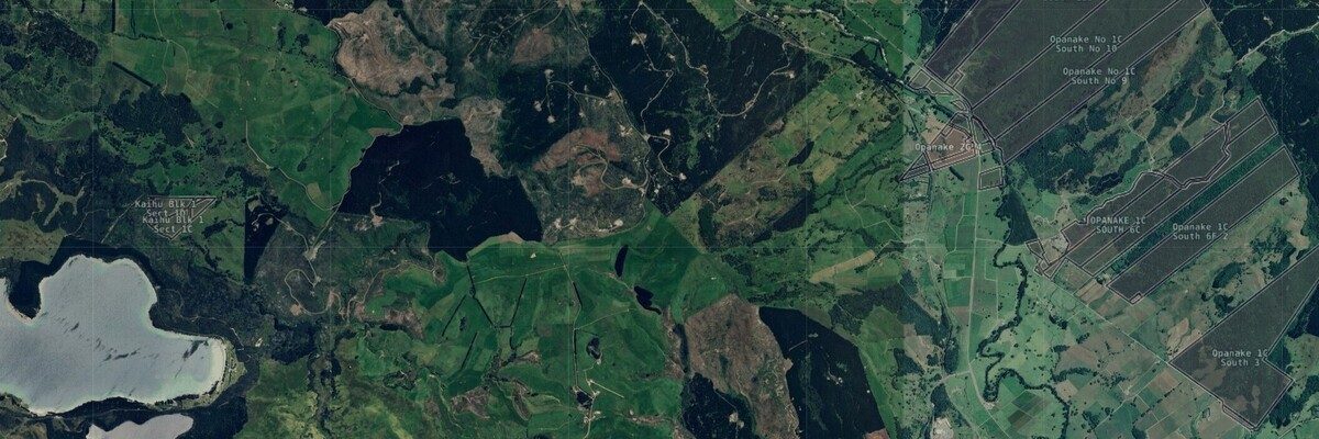 Aerial map of the Ōpanake 1C South blocks near Mamaranui, Kaihu